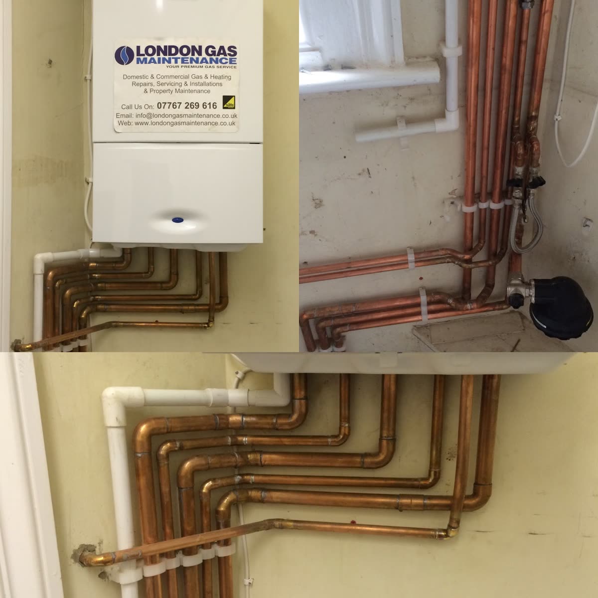 Combi install with tidy pipe runs, installed by London Gas Maintenance